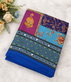 Blue color Ajrakh modal mirror work saree