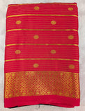 Pink with black color Mysore crepe crush silk saree