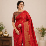 Red Tussar Silk Saree (TSS03)