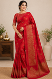 Red Tussar Silk Saree (TSS03)