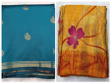 Rama Green Gaji silk saree Code: PGS01 (Combo offer)