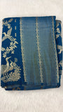 Teal blue Viscose georgette silk saree (VGS01)