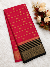 Pink with black color Mysore crepe crush silk saree