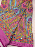 Multi color color Ajrakh bandini modal mirror work saree