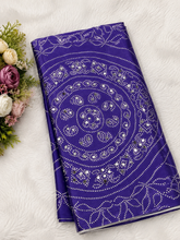 Purple color Ajrakh bandini modal mirror work saree