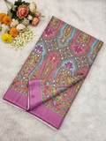 Multi color color Ajrakh bandini modal mirror work saree