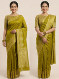 Parrot green Tussar Silk Saree (TSS03)