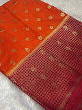 Orange Georgette Silk Saree