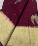 Wine Georgette Silk Saree