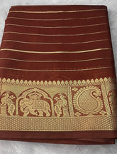 Brown Semi Mysore Crepe Silk Saree