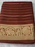 Brown Semi Mysore Crepe Silk Saree