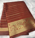 Brown Semi Mysore Crepe Silk Saree