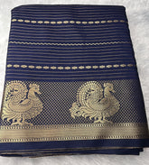 Blue Semi Mysore Crepe Silk Saree