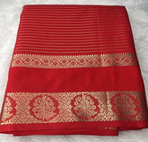 Red Semi Mysore Crepe Silk Saree