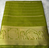 Light Green Semi Mysore Crepe Silk Saree