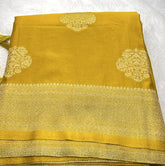 Yellow Chiffon Silk Saree