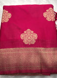 Pink Chiffon Silk Saree