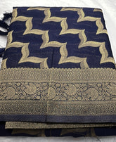 Navy Blue Chiffon Silk Saree