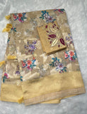 Yellow Digital Print Cotton Saree