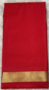 Red Semi Mysore Crepe Silk Saree