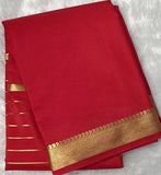 Red Semi Mysore Crepe Silk Saree