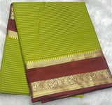 Parrot Green Semi Mysore Crepe Silk Saree