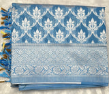 Blue Designer Cotton Silk Saree