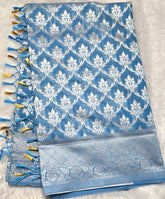 Blue Designer Cotton Silk Saree