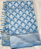 Blue Designer Cotton Silk Saree