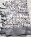 Grey Digital Print Cotton Silk Saree