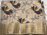 Cream Linen Cotton Kalamkari Saree