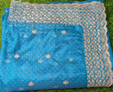 Teal Blue Premium Soft Tissue Party Wear Saree