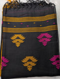 Black Handloom Cotton Jamdani Saree
