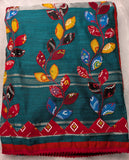 Rama Green Cotton Silk Applique Work