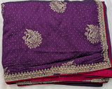 Rani Pink Designer Raw silk saree