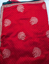 Red Designer Raw silk saree
