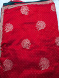 Red Designer Raw silk saree