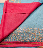 Blue designer embroidered saree