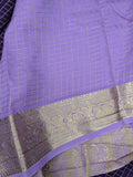 Purple with lilac color checks semi Mysore crepe silk saree