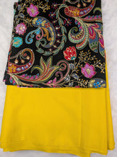Yellow color Natural crepe saree with kalamkari print position work