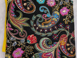 Yellow color Natural crepe saree with kalamkari print position work