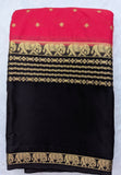 Red with black semi Mysore crepe silk saree (SMC03)
