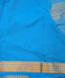 Royal blue with sky blue semi Mysore crepe silk saree (SMC03)