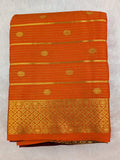 Orange with wine color Mysore crepe crush silk saree