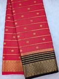 Pink with black color Mysore crepe crush silk saree