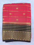 Pink with black color Mysore crepe crush silk saree