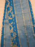 Teal blue Viscose georgette silk saree (VGS01)