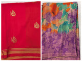 Red Gaji silk saree Code: PGS01 (Combo offer)