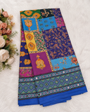 Blue color Ajrakh modal mirror work saree