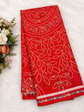 Orange color Ajrakh bandini modal mirror work saree
